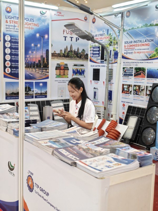 Display of lighting poles, traffic signals and solar products.