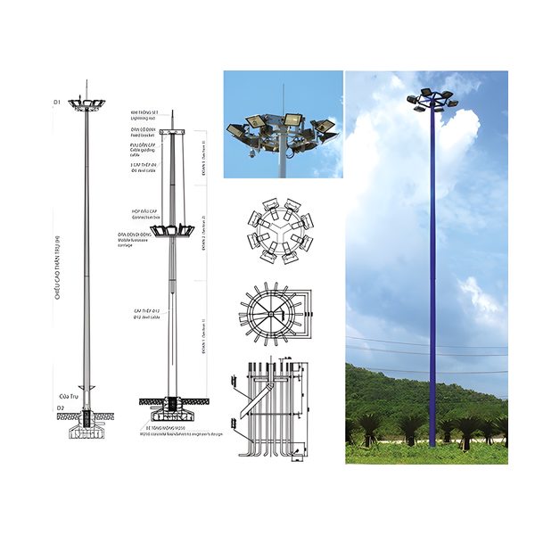 Trụ đèn cao áp nâng hạ 20 – 45 m