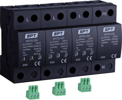 ឧបករណ៌ទប់ស្កាត់ការឆ្លងរន្ទះ AC 3 pha (3L+NPE) SPT25-275/3s+1